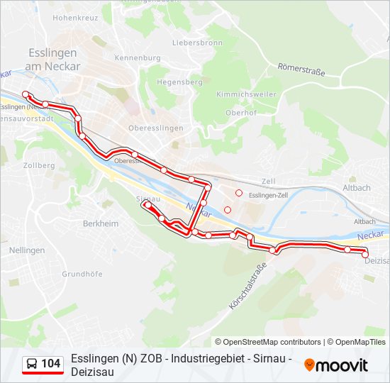Автобус 104: карта маршрута