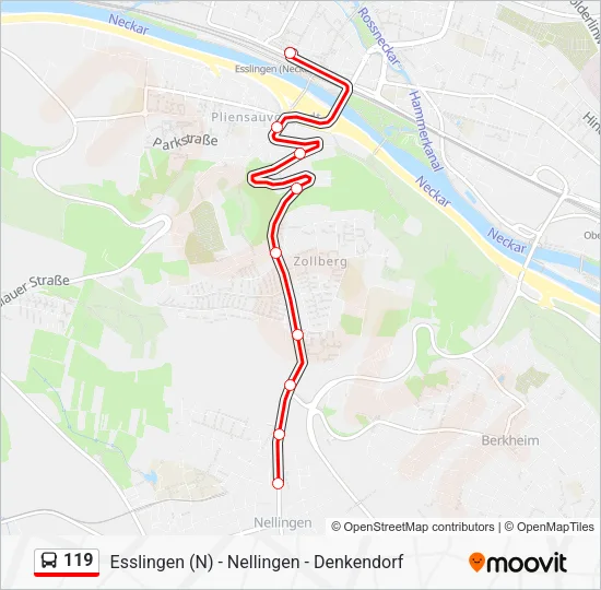 Автобус 119: карта маршрута