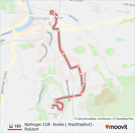 183 bus Line Map