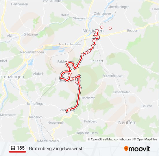 185 bus Line Map