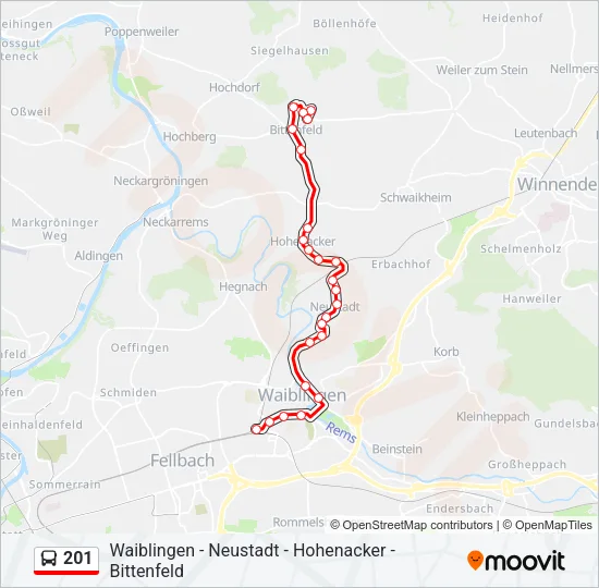 201 Bus Line Map