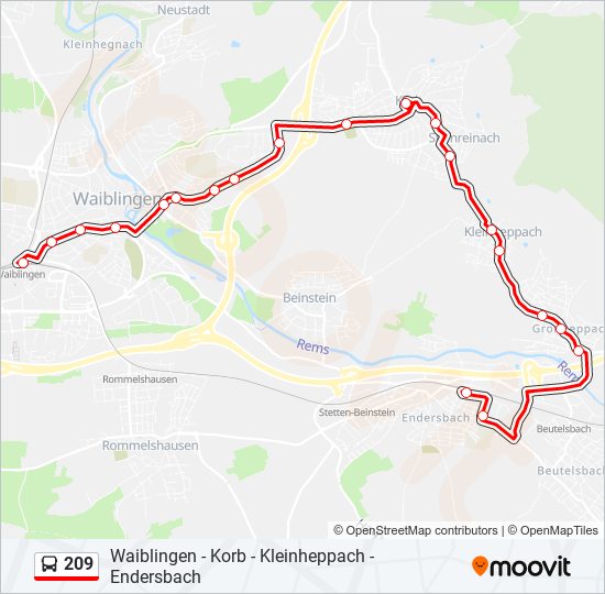 209 bus Line Map