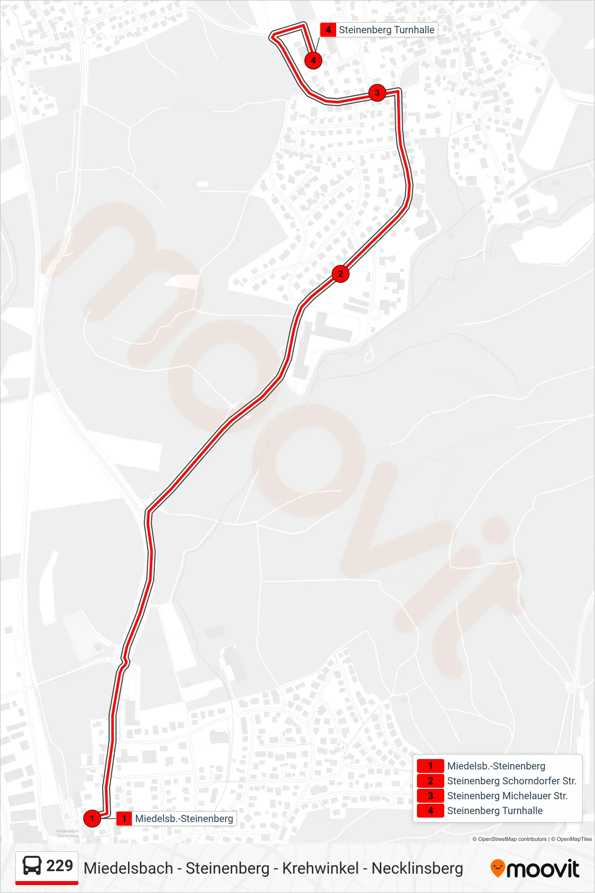 Linie 229 (Bus) Richtung Steinenberg Turnhalle: Route und Haltestellen auf der Karte