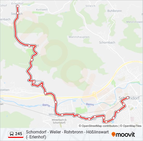 245 bus Line Map