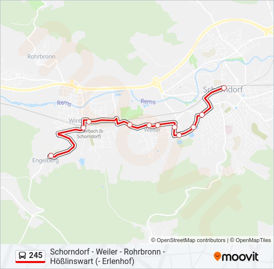 245 bus Line Map