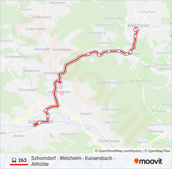 263 bus Line Map