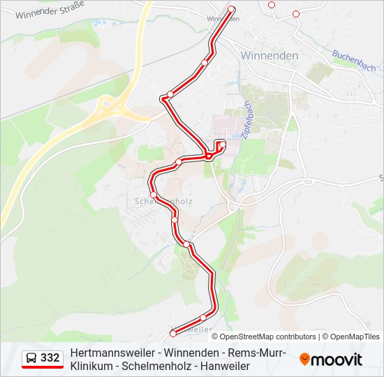 332 bus Line Map