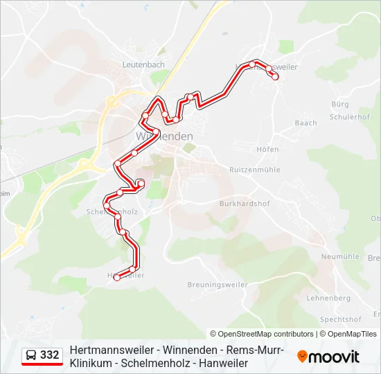 332 Bus Line Map