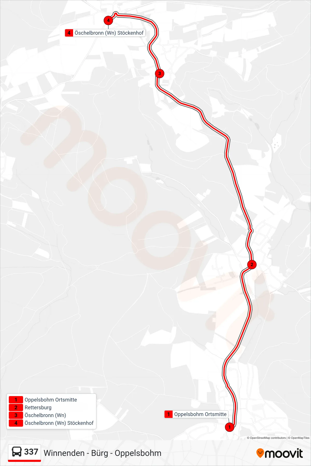 337 bus Line (Öschelbronn (Wn) Stöckenhof) route and stops on a map
