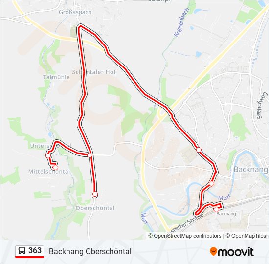 363 bus Line Map