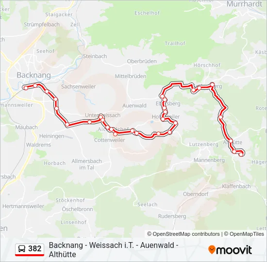 382 Bus Line Map