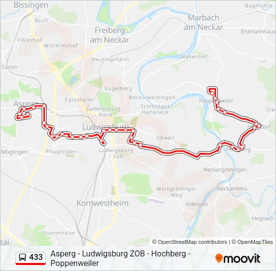 433 Bus Line Map