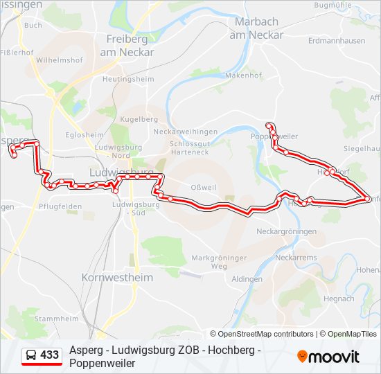 433 bus Line Map