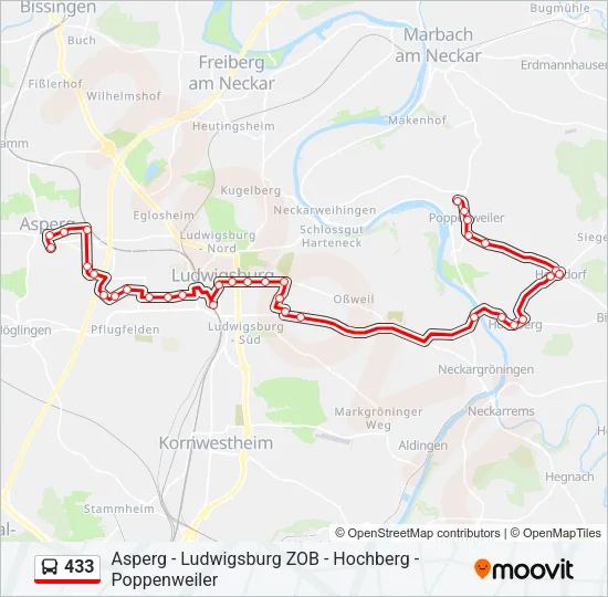 433 Bus Line Map