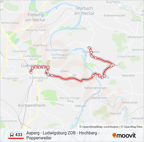 433 Bus Line Map