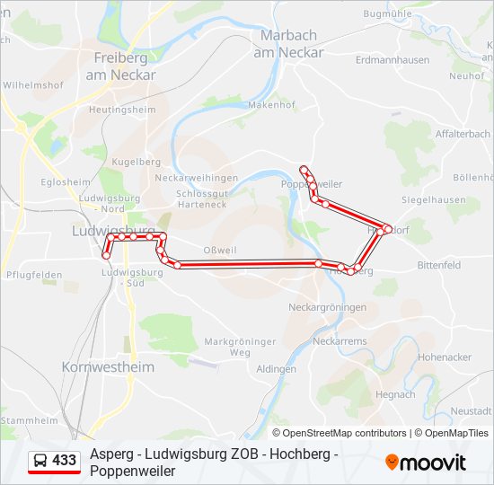 433 bus Line Map