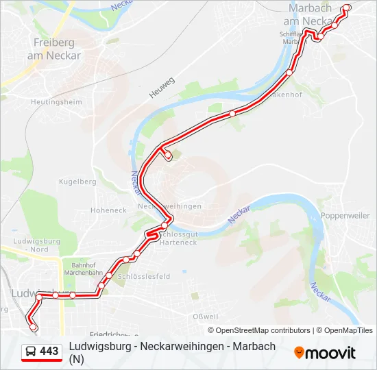 443 Bus Line Map