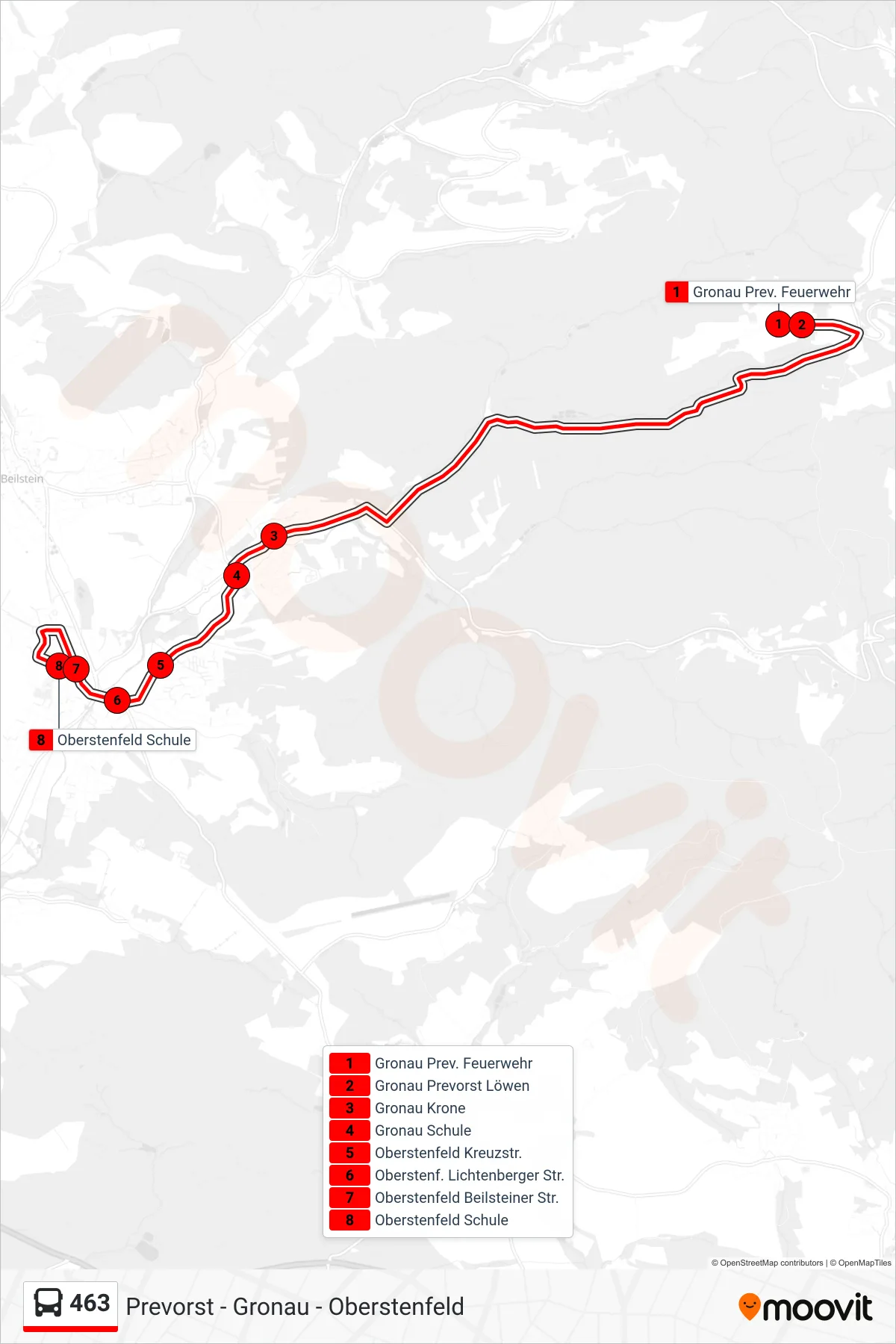 Linie 463 (Bus) Richtung Oberstenfeld Schule: Route und Haltestellen auf der Karte