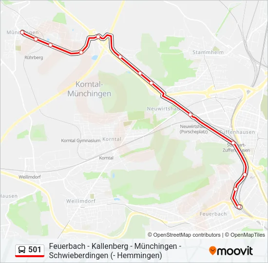 501 Bus Line Map