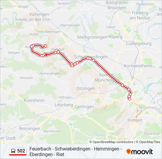 502 bus Line Map