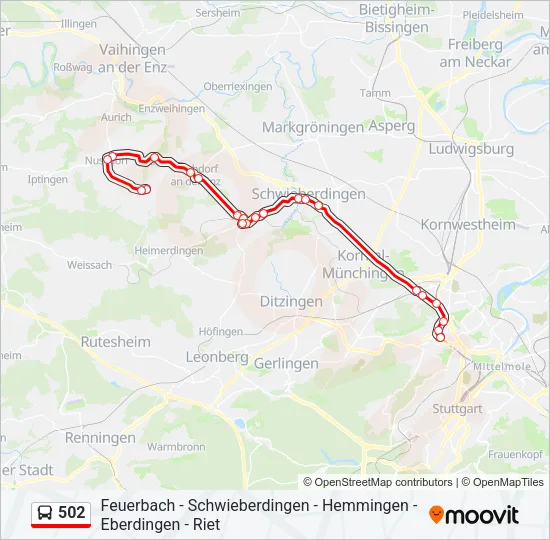 502 Bus Line Map