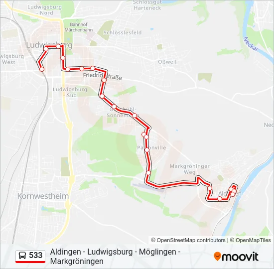 533 Bus Line Map