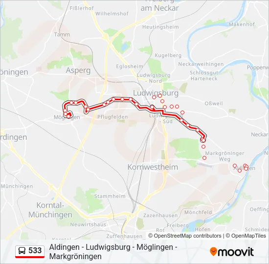 533 Bus Line Map