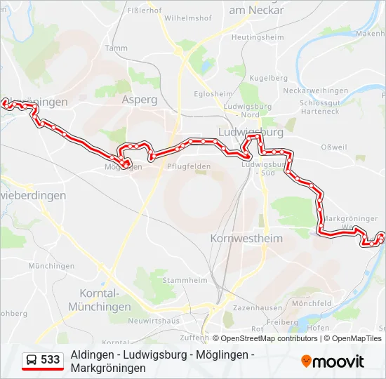 533 Bus Line Map