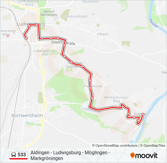 533 Bus Line Map