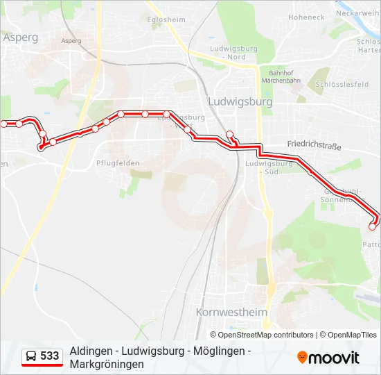 533 Bus Line Map