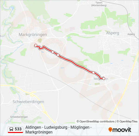 533 Bus Line Map