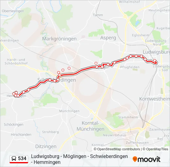 534 Bus Line Map