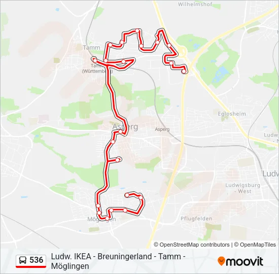 536 Bus Line Map