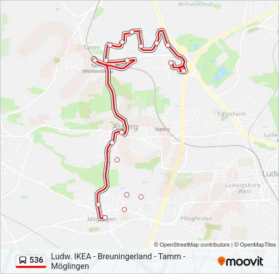 536 Bus Line Map