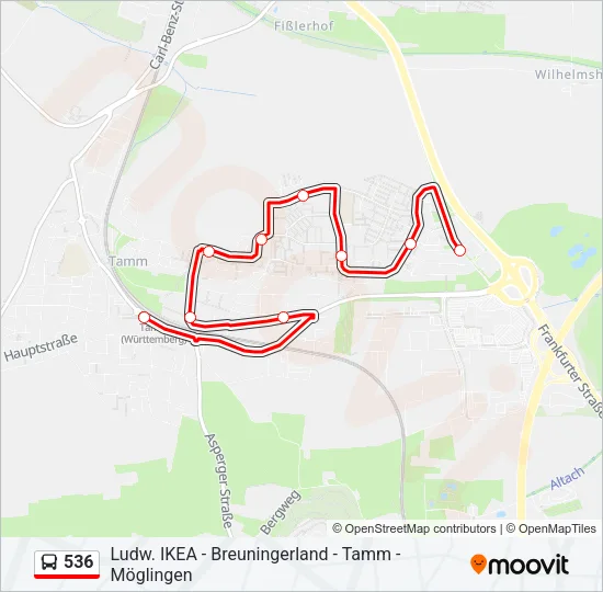 536 Bus Line Map