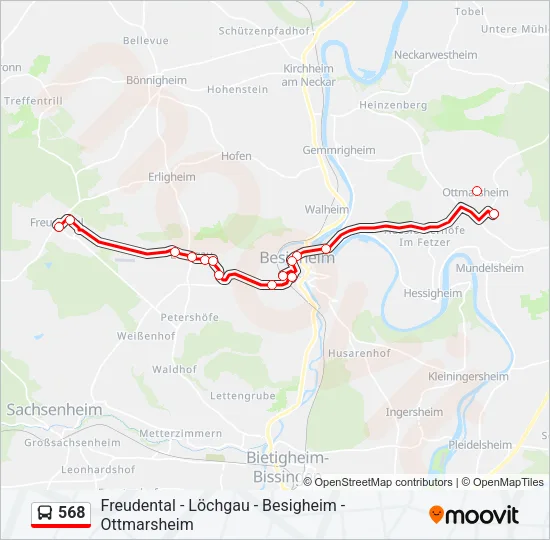568 Bus Line Map