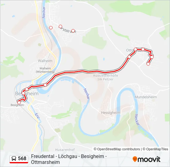 568 Bus Line Map