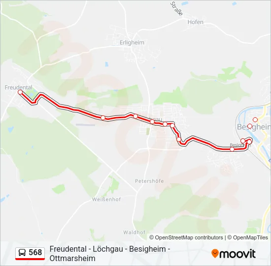 568 Bus Line Map