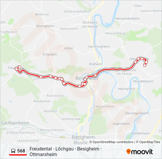 568 Bus Line Map