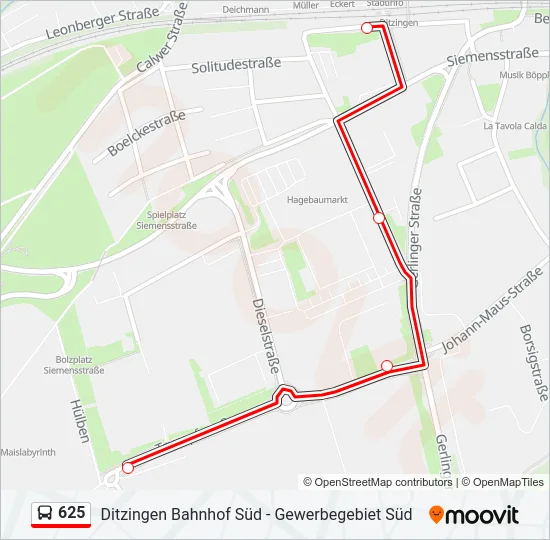 625 Bus Line Map
