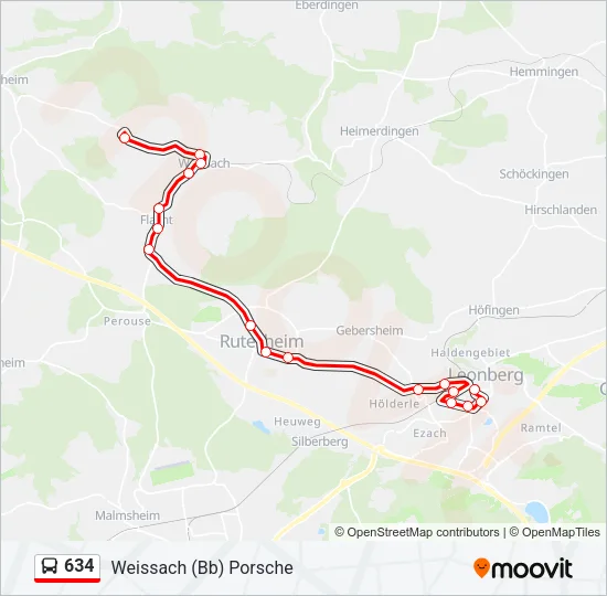 634 Bus Line Map