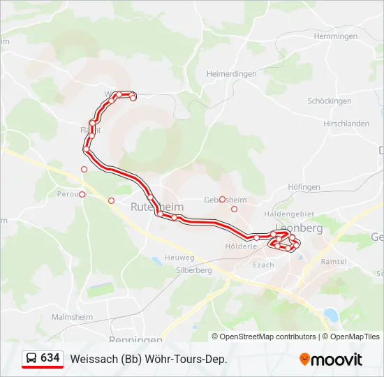 634 Bus Line Map
