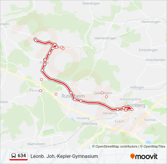 634 Bus Line Map