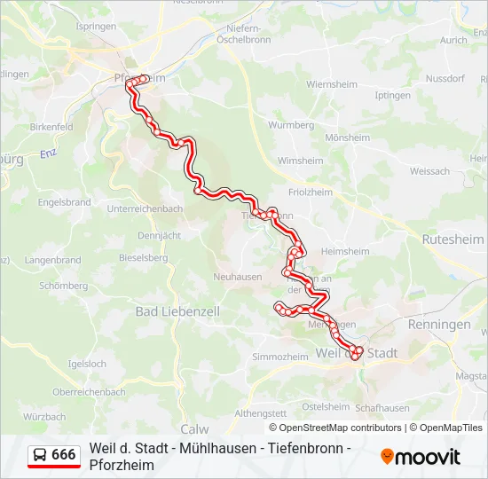 666 Bus Line Map
