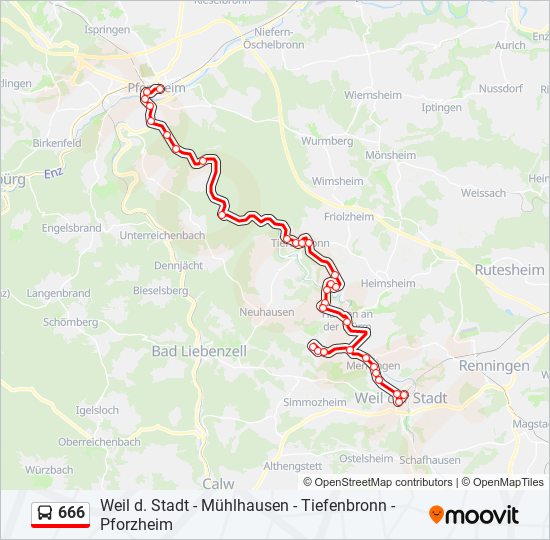 666 bus Line Map