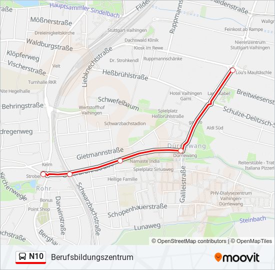 N10 bus Line Map