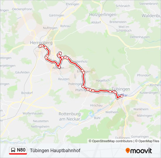 N80 bus Line Map