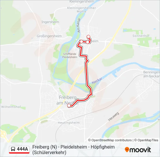 444A Bus Line Map