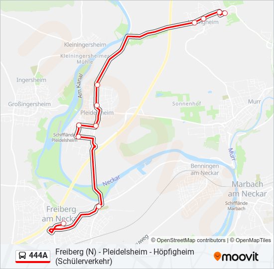 444A bus Line Map