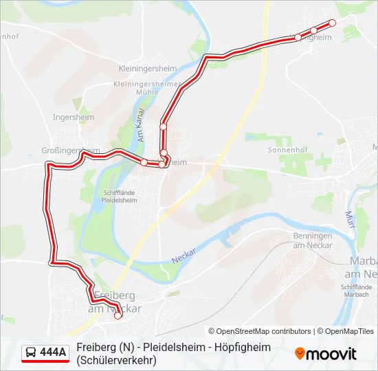 444A Bus Line Map